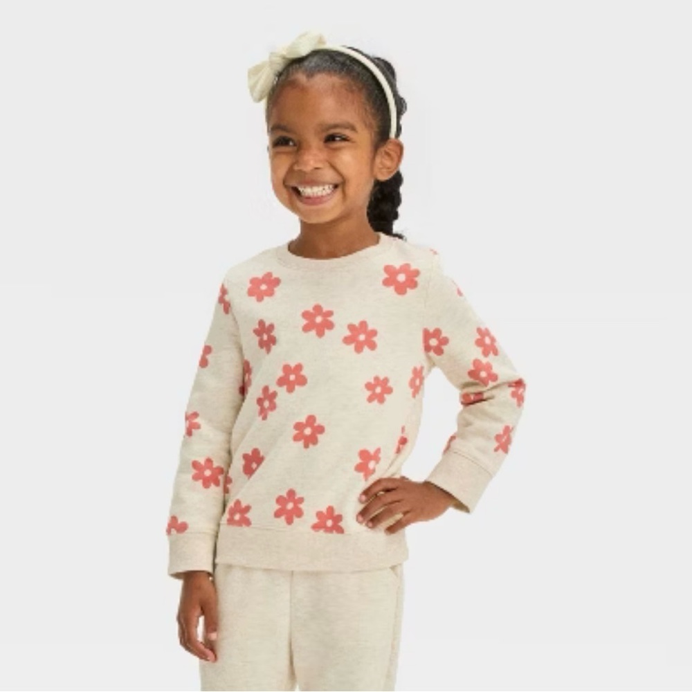 Cat & Jack Girls 2T Floral Pullover Sweatshirt